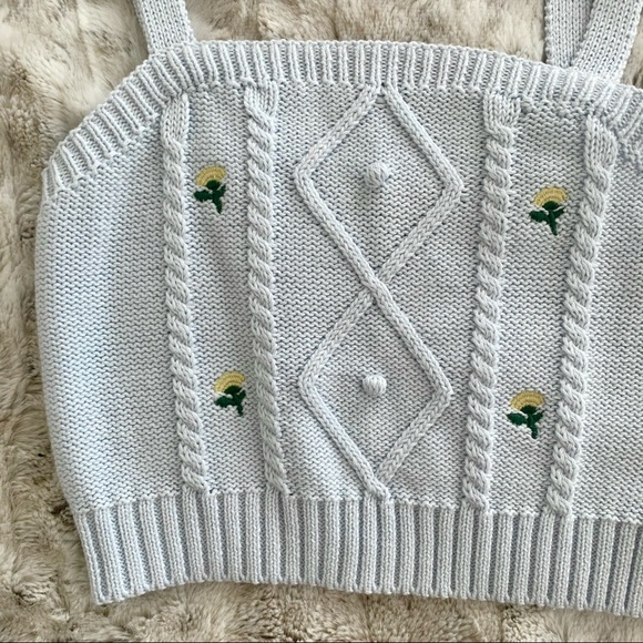 wild fable Tops Wild Fable Blue Knit Cropped Sweater Tank Poshmark